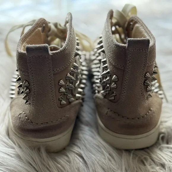 Christian Louboutin Veau Velour Spiked Sneakers - Picture 4 of 12